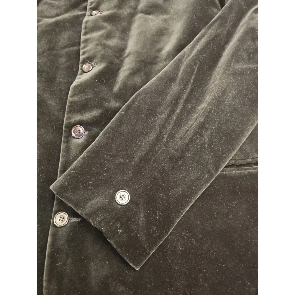 Falcone Suit Mens 50L 42x33 Solid Black VELVET Parsons Collar Vintage Union Made